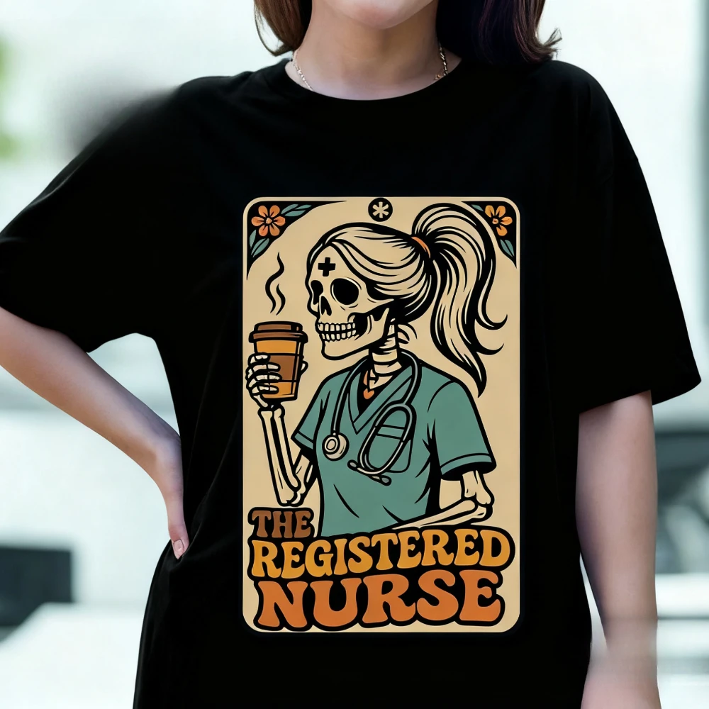 Retro Registered Nurse Shirt Skeleton Coffee Tee Tarot Card Nurse Gift Funny Appreciation Graduation Gift Tshirt Women Casual T 
Retro Registered Nurse Shirt Skeleton Coffee Tee Tarot Card Nurse Gift Funny Appreciation Graduation Gift Tshirt Women Casual T