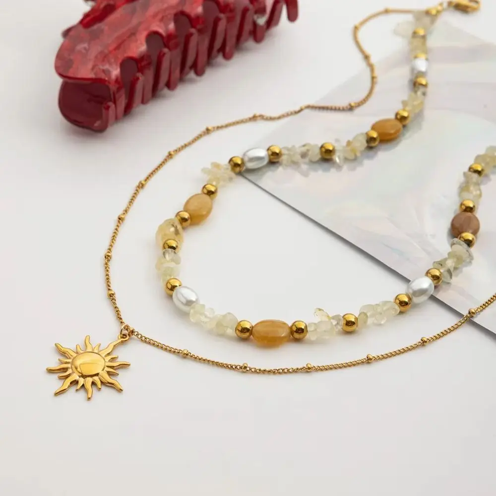 Bohemian 18K Gold Plated Necklace Stainless Steel Adjustable Sun Pendant Waterproof Layered Chain Double Stacked Neck Chain
Bohemian 18K Gold Plated Necklace Stainless Steel Adjustable Sun Pendant Waterproof Layered Chain Double Stacked Neck Chain