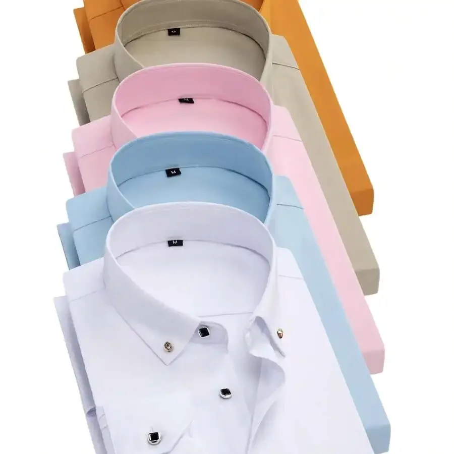 5pcs Mens Long Sleeve Solid Color Dress Shirts - Wrinkle Resistant Polyester Blend, Regular Fit, Machine Washable
5pcs Mens Long Sleeve Solid Color Dress Shirts - Wrinkle Resistant Polyester Blend, Regular Fit, Machine Washable