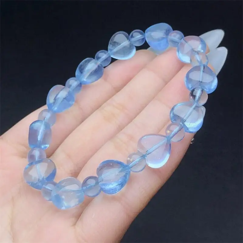 Natural Aquamarine Heart Bracelet Handmade Jewelry Stretch Bangle Children Birthday Holiday Gift 1pcs
Natural Aquamarine Heart Bracelet Handmade Jewelry Stretch Bangle Children Birthday Holiday Gift 1pcs