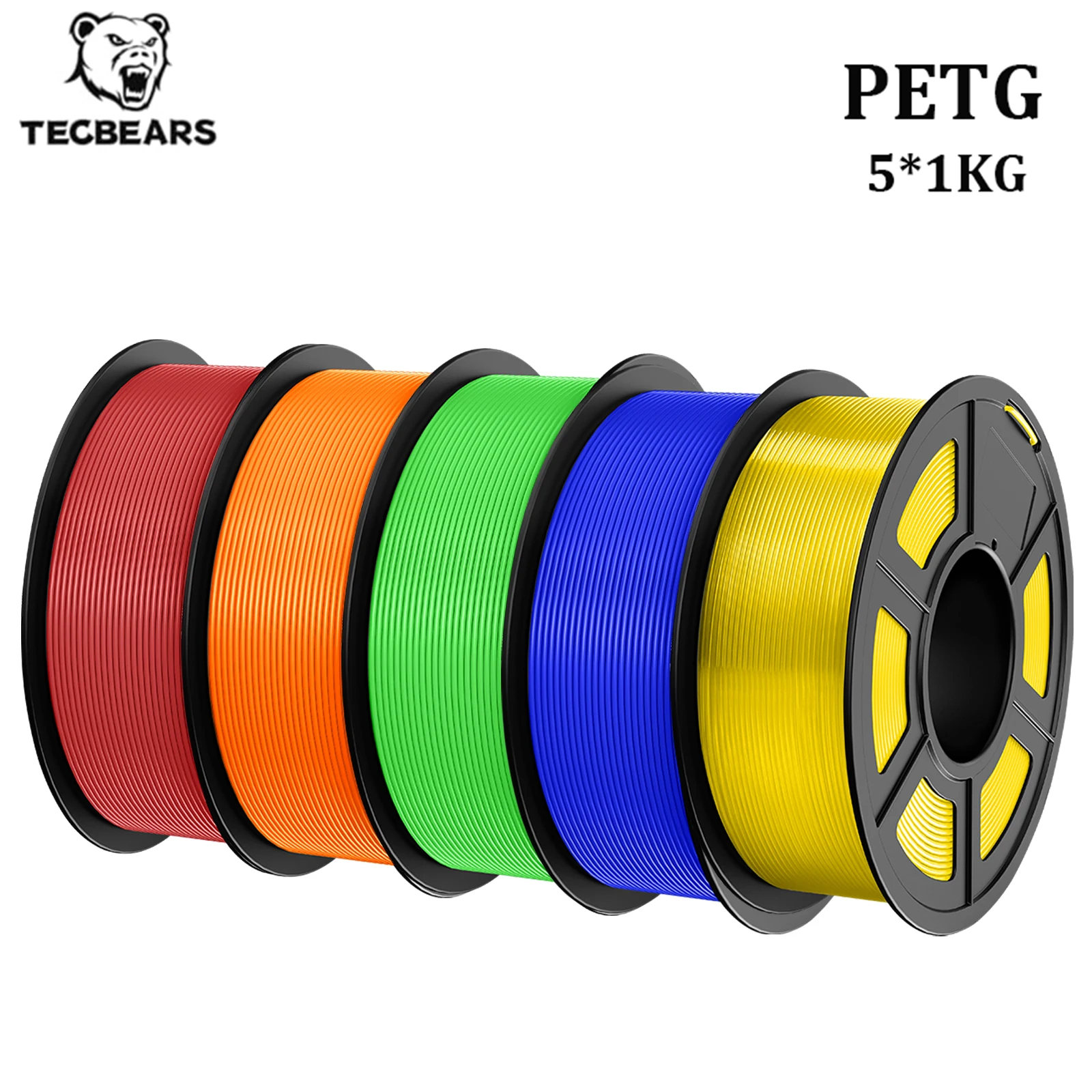 TECBEARS PETG 3D Printer Filament PETG 1.75mm 5Rolls 100% No Bubble High Toughness Neatly Wound for FDM DIY 3D Printing Material
TECBEARS PETG 3D Printer Filament PETG 1.75mm 5Rolls 100% No Bubble High Toughness Neatly Wound for FDM DIY 3D Printing Material