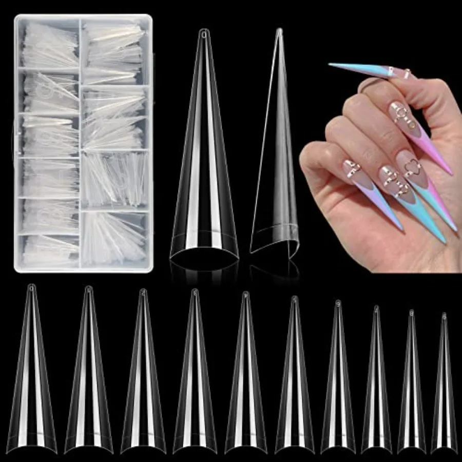 500Pcs Stiletto Nail Tips for Acrylic Nails, XL Long Clear False Nails Tips Soft Traceless, Half Cover Tapered Square False Nai
500Pcs Stiletto Nail Tips for Acrylic Nails, XL Long Clear False Nails Tips Soft Traceless, Half Cover Tapered Square False Nai