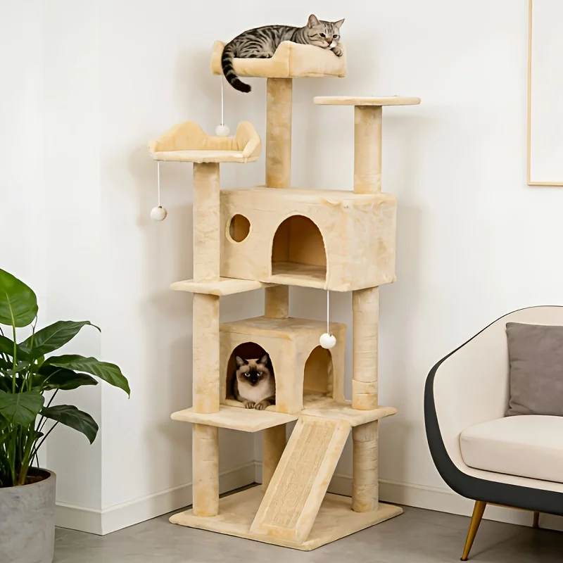 Cat Tree, 52-inch/60-inch Cat Tower, Multi-layered Durable Scratching Posts And Comfortable, Fun Jumping Platforms, Suitable for
Cat Tree, 52-inch/60-inch Cat Tower, Multi-layered Durable Scratching Posts And Comfortable, Fun Jumping Platforms, Suitable for