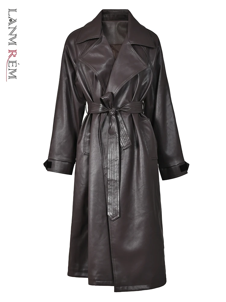 LANMREM Women PU Leather Windbreaker Lapel Solid Color Belt Mid Length Trench Coat Vintage Cool Streetwear Clothes New CPG0231
LANMREM Women PU Leather Windbreaker Lapel Solid Color Belt Mid Length Trench Coat Vintage Cool Streetwear Clothes New CPG0231