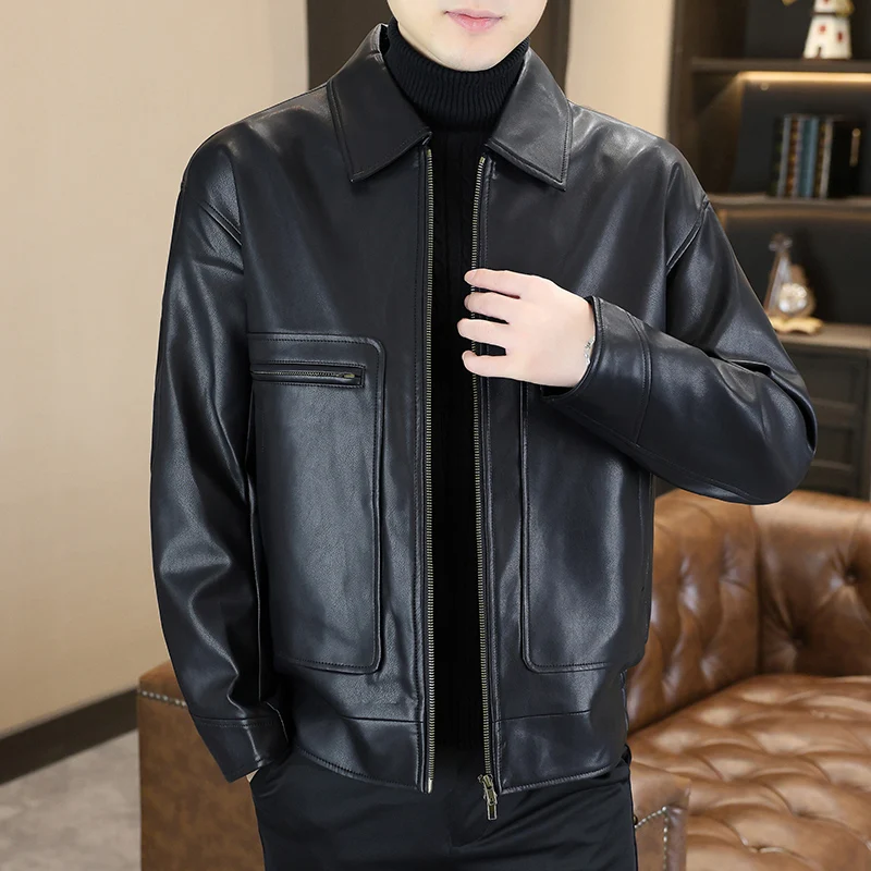 2025 Autumn Winter PU Leather Jackets Men Classic Windproof Motorcycle Jacket Lapel Casual Business Streetwear Social Jackets 
2025 Autumn Winter PU Leather Jackets Men Classic Windproof Motorcycle Jacket Lapel Casual Business Streetwear Social Jackets