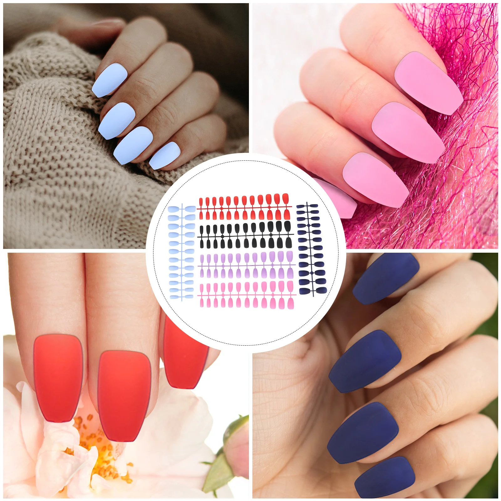 6Sets Ballerina Fake Nails Full Cover Artificial Nails Matte Solid Color Nail Tips for DIY Nail Art Home Salon Decoration
6Sets Ballerina Fake Nails Full Cover Artificial Nails Matte Solid Color Nail Tips for DIY Nail Art Home Salon Decoration