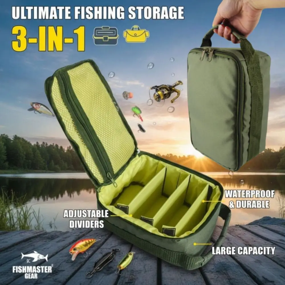 3-in-1 Fishing Tackle Bag Portable 3 Adjustable Dividers Fishing Reel Storage Bag Waterproof Oxford Cloth
3-in-1 Fishing Tackle Bag Portable 3 Adjustable Dividers Fishing Reel Storage Bag Waterproof Oxford Cloth
