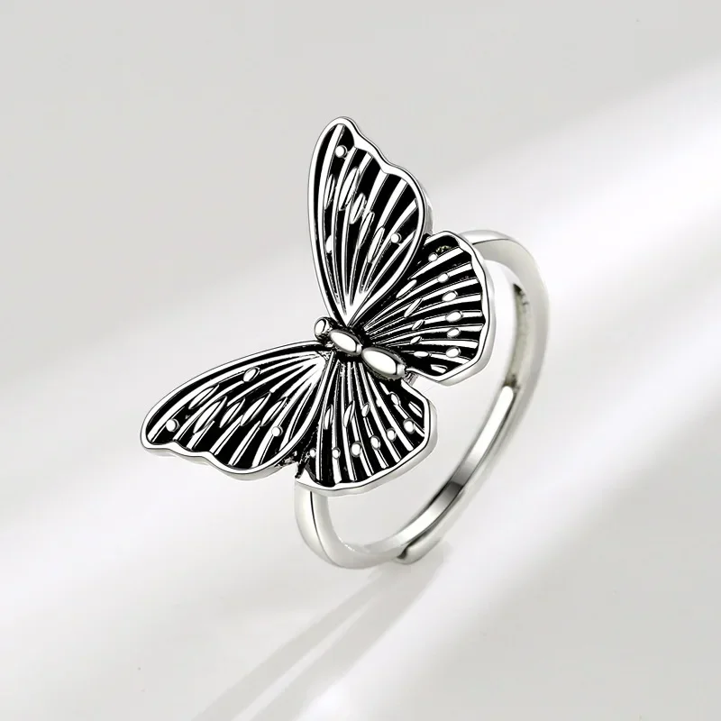 CHUANGCHENG 925 Sterling Silver Vintage Black Butterfly Women's Ring, Simple and Fashionable, Adjustable Opening Index Rings
CHUANGCHENG 925 Sterling Silver Vintage Black Butterfly Women's Ring, Simple and Fashionable, Adjustable Opening Index Rings