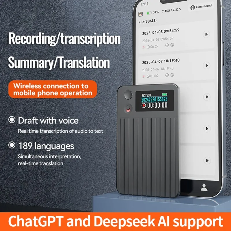 8-256GB AI Voice Recorder APP Control AI Record Translation Device LED Indicator Intelligent Voice Recorder for Business Travel
8-256GB AI Voice Recorder APP Control AI Record Translation Device LED Indicator Intelligent Voice Recorder for Business Travel
