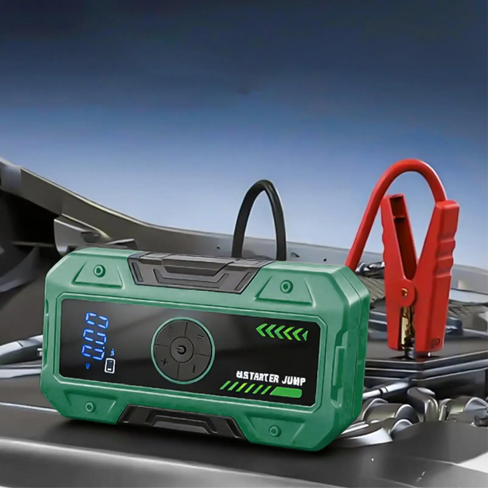 Портативное пусковое устройство Jump Box 3-в-1 с цифровым дисплеем и функцией подкачки шин для автомобиля, мотоцикла, велосипеда, для путешествий и поездок
Портативное пусковое устройство Jump Box 3-в-1 с цифровым дисплеем и функцией подкачки шин для автомобиля, мотоцикла, велосипеда, для путешествий и поездок