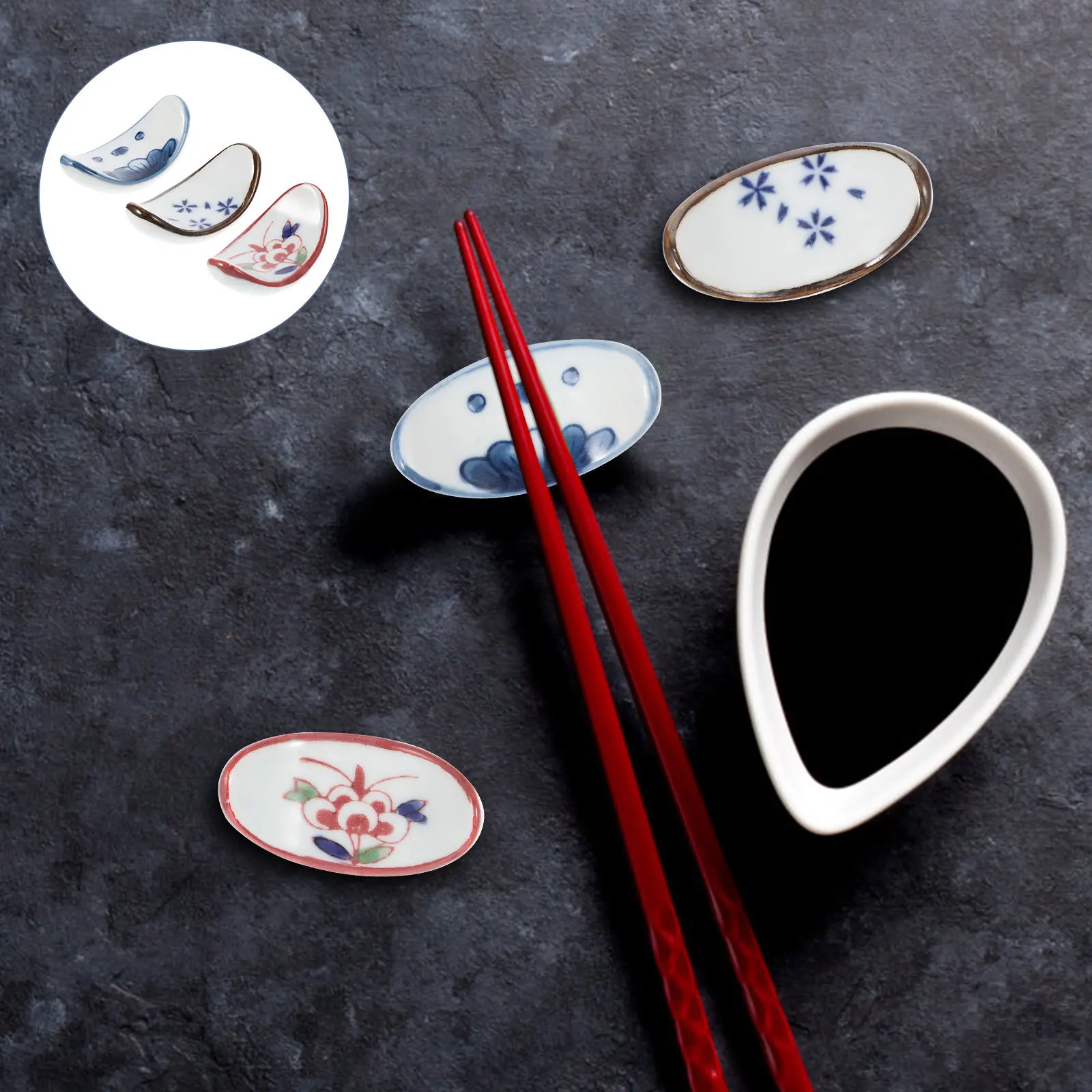3 шт., милая керамическая подставка для палочек для еды, маленькая подставка, портативные кухонные принадлежности, японский тип, декор стола
3 шт., милая керамическая подставка для палочек для еды, маленькая подставка, портативные кухонные принадлежности, японский тип, декор стола
