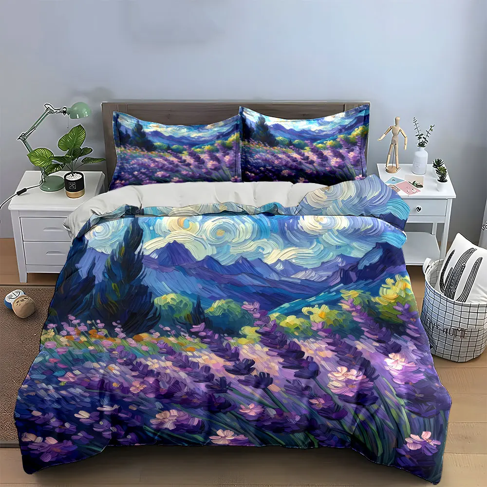Lavender Mountain Scenery Set Bedding Set with 1 Duvet Cover 2 Pillowcases Single Double King Queen, Gift
Lavender Mountain Scenery Set Bedding Set with 1 Duvet Cover 2 Pillowcases Single Double King Queen, Gift