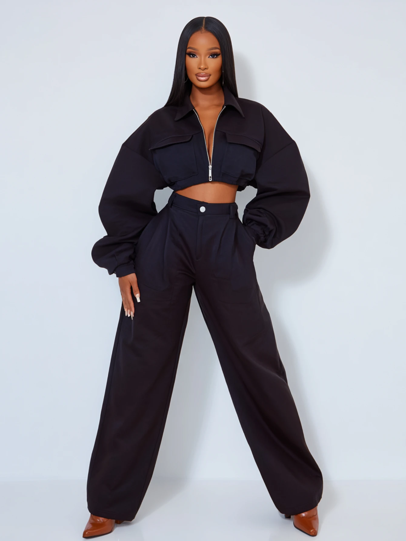 Mia Muse Boutique Women's Sets Autumn Winter Chic Plain Zipper Open Front Long Sleeve Shirt Collar Full Length Casual Pants Sets
Mia Muse Boutique Women's Sets Autumn Winter Chic Plain Zipper Open Front Long Sleeve Shirt Collar Full Length Casual Pants Sets