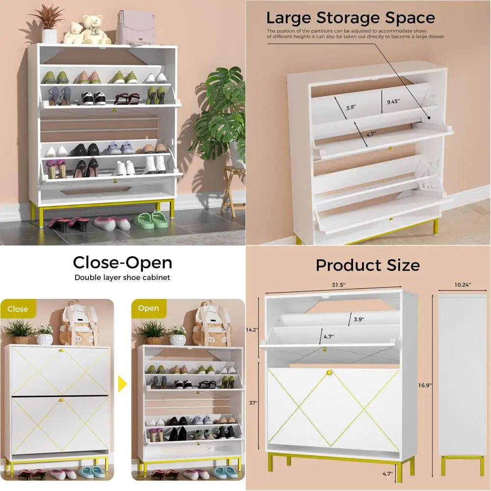 4-Tier Standing Shoe Rack Organizer with Metal Legs, Over-the-Door Shoe Storage Cabinet for Hallway (White)
4-Tier Standing Shoe Rack Organizer with Metal Legs, Over-the-Door Shoe Storage Cabinet for Hallway (White)