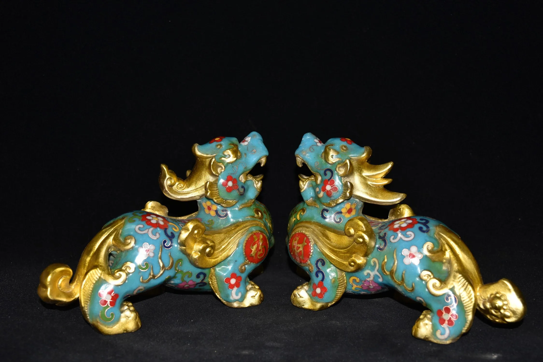 9"Tibetan Temple Collection Old Bronze Cloisonne Enamel Brave troops Unicorn a pair fortune Lucky ornament Town house
9"Tibetan Temple Collection Old Bronze Cloisonne Enamel Brave troops Unicorn a pair fortune Lucky ornament Town house