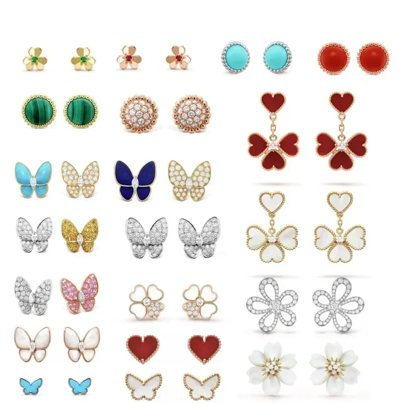 New Luxury 18k Gold-Plated Four-Leaf Clover Five-Leaf Flower Natural Stone Shell Earrings Lucky Jewelry Ladies High Quality Gift
New Luxury 18k Gold-Plated Four-Leaf Clover Five-Leaf Flower Natural Stone Shell Earrings Lucky Jewelry Ladies High Quality Gift