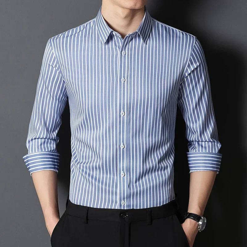 Men's business striped slightly elastic slim-fit fashionable casual comfortable handsome long-sleeved shirt classic formal wear
Men's business striped slightly elastic slim-fit fashionable casual comfortable handsome long-sleeved shirt classic formal wear