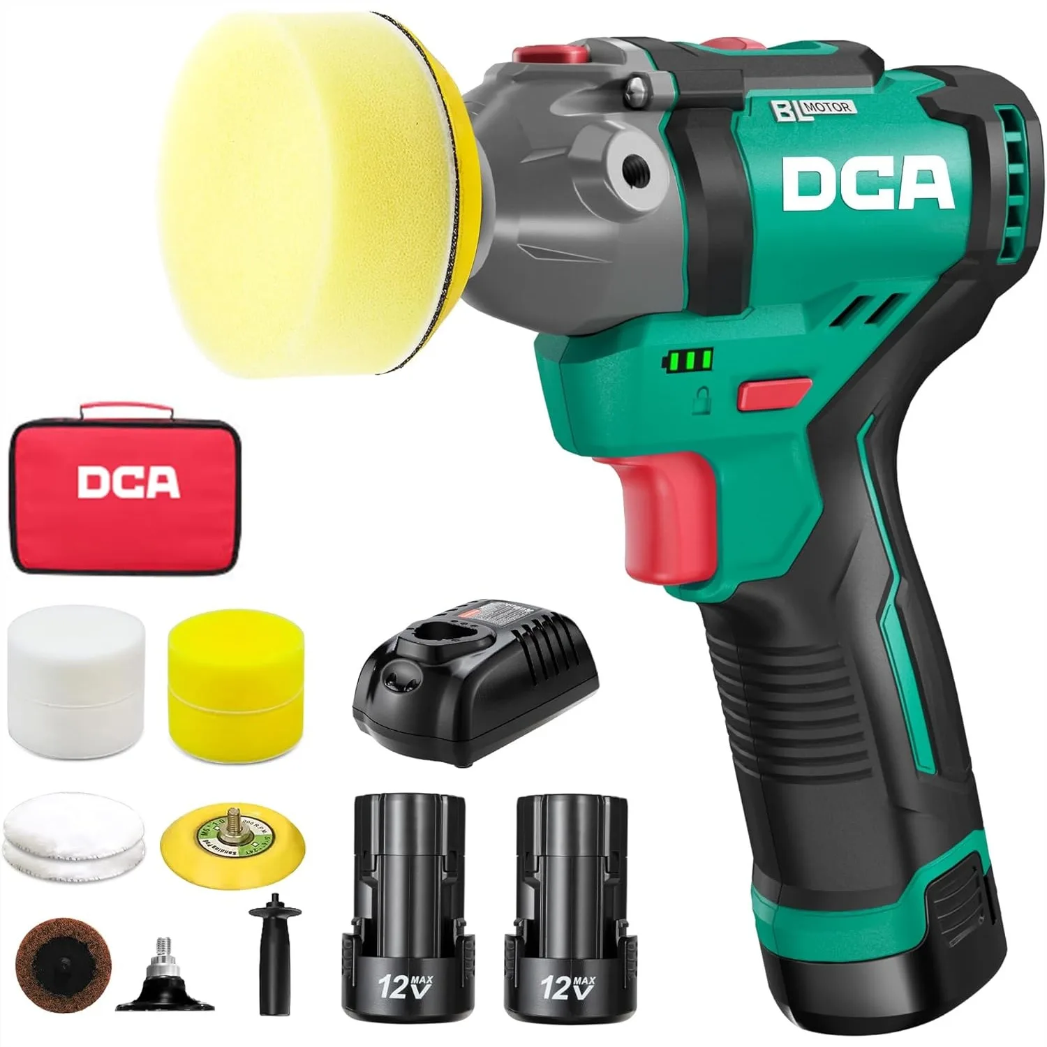 Cordless Buffer Polisher, 3" Brushless Mini Car Polisher & 2" Sander Kit with 2x 2.0Ah Batteries, Variable Speed for Detailing
Cordless Buffer Polisher, 3" Brushless Mini Car Polisher & 2" Sander Kit with 2x 2.0Ah Batteries, Variable Speed for Detailing