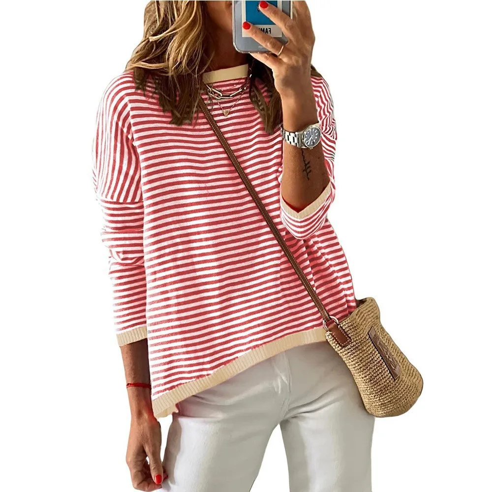 Women's Sweater Striped Round Neck Pullover Drop Shoulder Loose Fit Knit Sweater Oversized Top Black And White Casual Sweater
Women's Sweater Striped Round Neck Pullover Drop Shoulder Loose Fit Knit Sweater Oversized Top Black And White Casual Sweater