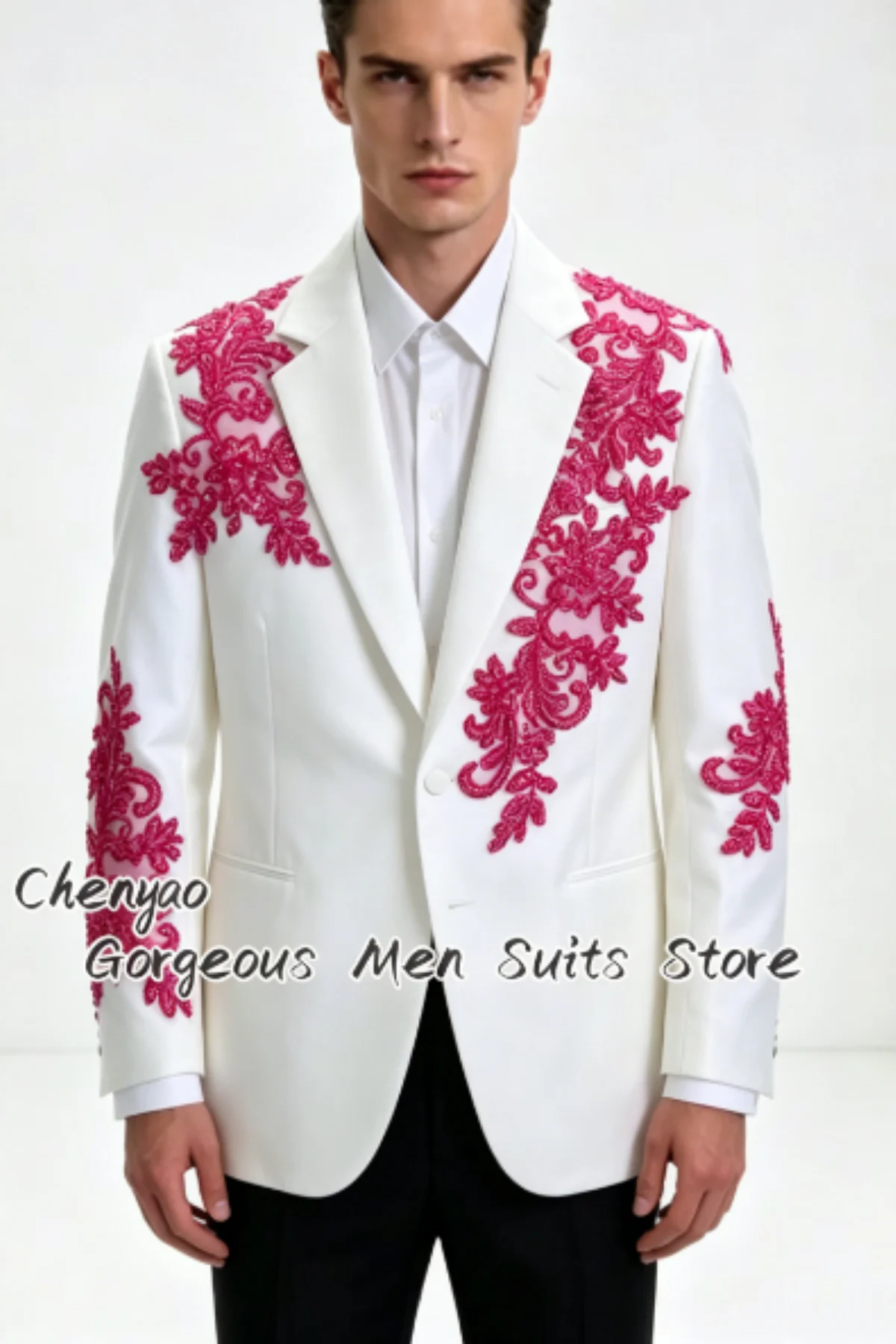 Luxury Beaded Floral Appliques Men Suits Customized Groom Wedding Party Tuxedos Slim Male Prom Blazers 2Piece Sets ropa hombre
Luxury Beaded Floral Appliques Men Suits Customized Groom Wedding Party Tuxedos Slim Male Prom Blazers 2Piece Sets ropa hombre