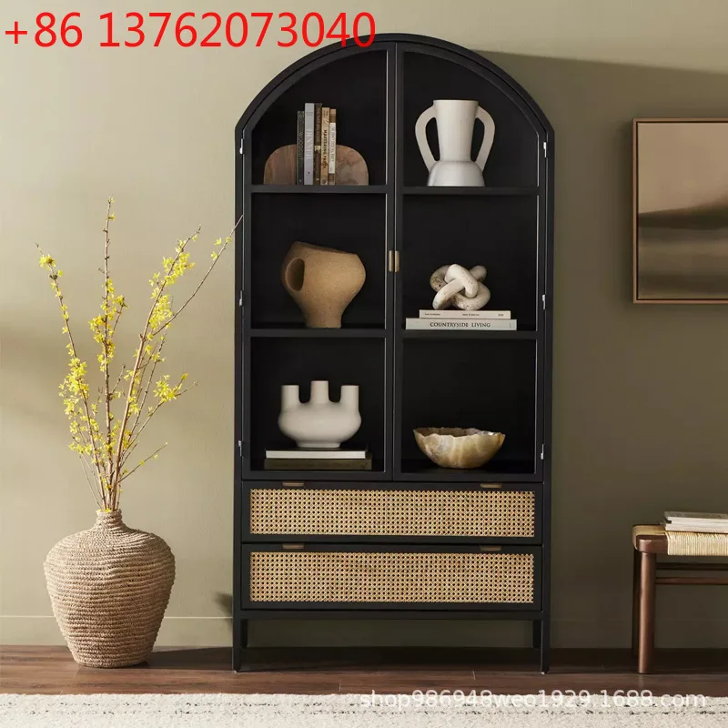 French medieval solid wood bookcase light luxury black glass door display cabinet
French medieval solid wood bookcase light luxury black glass door display cabinet