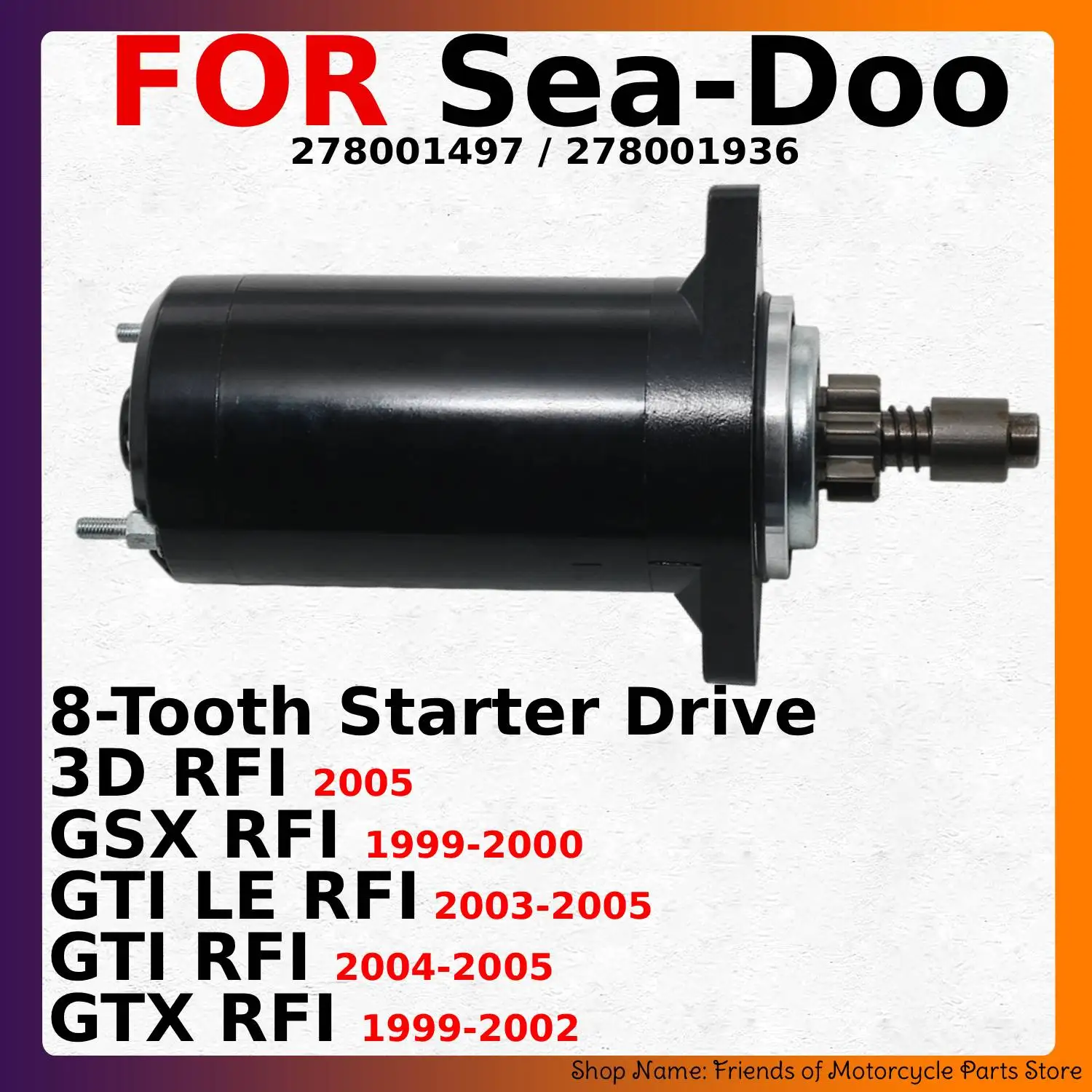 Motorboat Starter Motor Starting For Sea-Doo 3D GSX GTI LE GTX RFI 278001497 278001936 8-Tooth Starter Drive Moto Accessories
Motorboat Starter Motor Starting For Sea-Doo 3D GSX GTI LE GTX RFI 278001497 278001936 8-Tooth Starter Drive Moto Accessories