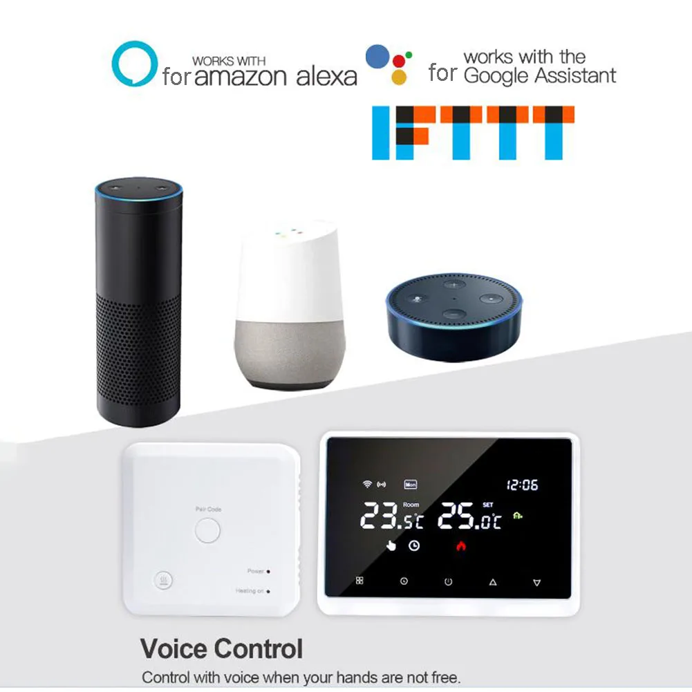 Умный термостат для TUYA, беспроводной Wi-Fi, голосовое управление, управление через приложение, точная температура, еженедельная программируемая
Умный термостат для TUYA, беспроводной Wi-Fi, голосовое управление, управление через приложение, точная температура, еженедельная программируемая