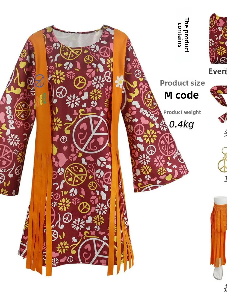 Новый Хэллоуин Косплей Арабский женский костюм хиппи с кисточками Винтажный наряд хиппи для выступлений Этническая женская мода 
Новый Хэллоуин Косплей Арабский женский костюм хиппи с кисточками Винтажный наряд хиппи для выступлений Этническая женская мода