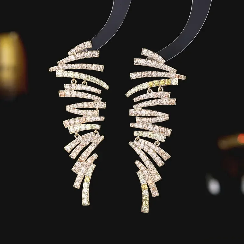 Midnight Prism - Copper Zircon Earrings with Irregular Linear Design & Prismatic Light Play
Midnight Prism - Copper Zircon Earrings with Irregular Linear Design & Prismatic Light Play