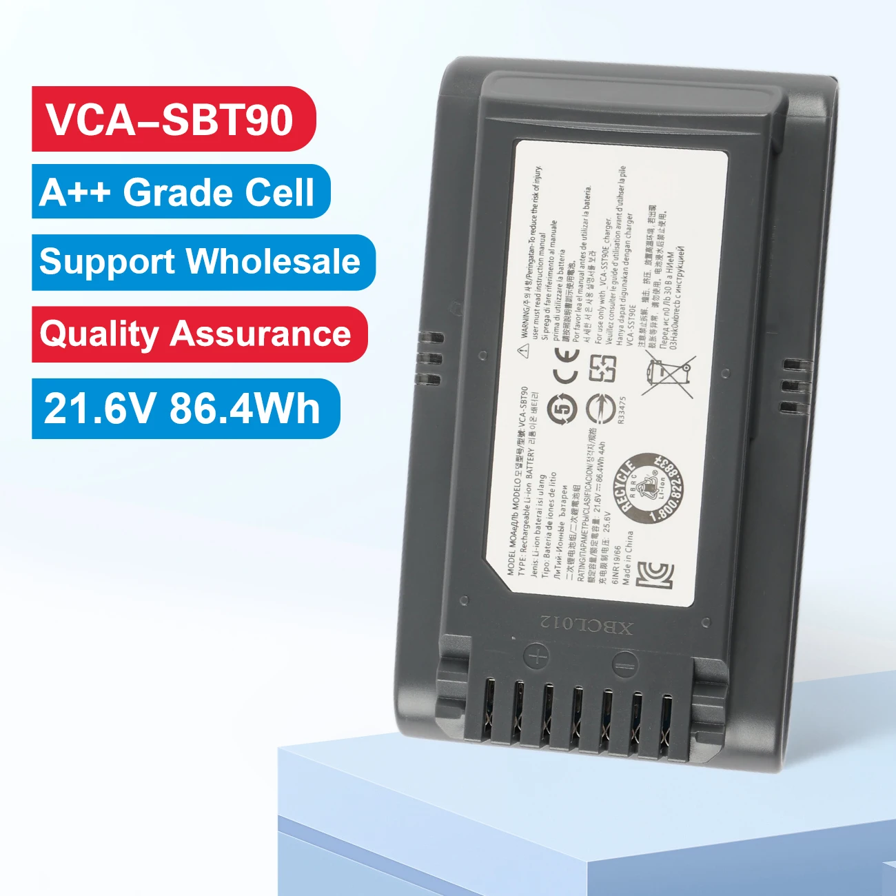 VCA-SBT90 Replacement Battery for Samsung Vacuum Cleaner JET60 65 70 75 90 VS9000 VCA-SBTA60 VCA-SBT90EB Series 21.6V 86.4Wh
VCA-SBT90 Replacement Battery for Samsung Vacuum Cleaner JET60 65 70 75 90 VS9000 VCA-SBTA60 VCA-SBT90EB Series 21.6V 86.4Wh
