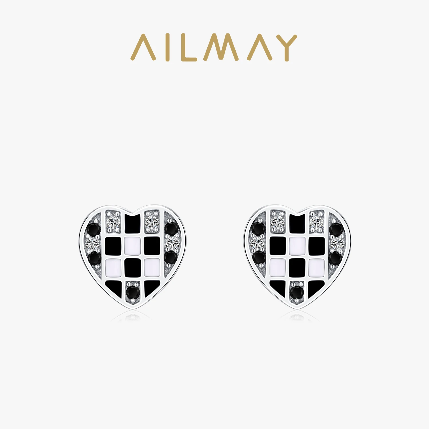 Ailmay 925 Sterling Silver Fashion Heart Black Enamel Diamond Grid Zirconia Stud Earrings For Women Valentine's Day Jewelry Gift
Ailmay 925 Sterling Silver Fashion Heart Black Enamel Diamond Grid Zirconia Stud Earrings For Women Valentine's Day Jewelry Gift