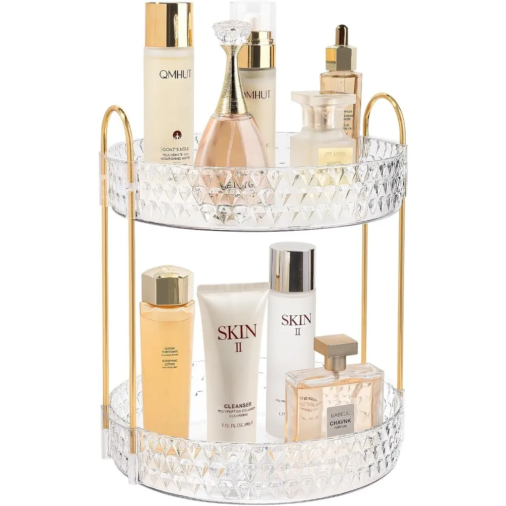 Two Tier Rotating Makeup Organizer for Vanity 360° Spinning Cosmetic Holder Bathroom Dresser Storage
Two Tier Rotating Makeup Organizer for Vanity 360° Spinning Cosmetic Holder Bathroom Dresser Storage