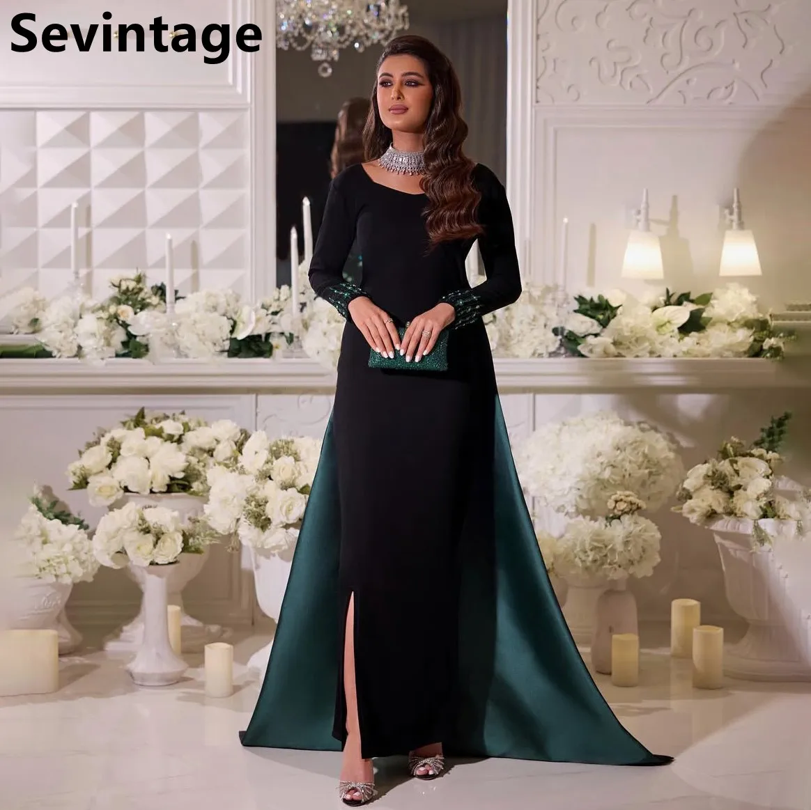 Sevintage 2025 Black And Green Contrast Color Straight Beaded Evening Dresses for Wedding Party Robe de soiree Customized
Sevintage 2025 Black And Green Contrast Color Straight Beaded Evening Dresses for Wedding Party Robe de soiree Customized