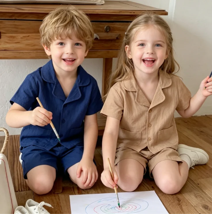 Set 2026 Spring and Summer New Children's Wear Boys and Girls Simple Comfortable Shirt Shorts Two Sets of Brother and Sister
Set 2026 Spring and Summer New Children's Wear Boys and Girls Simple Comfortable Shirt Shorts Two Sets of Brother and Sister