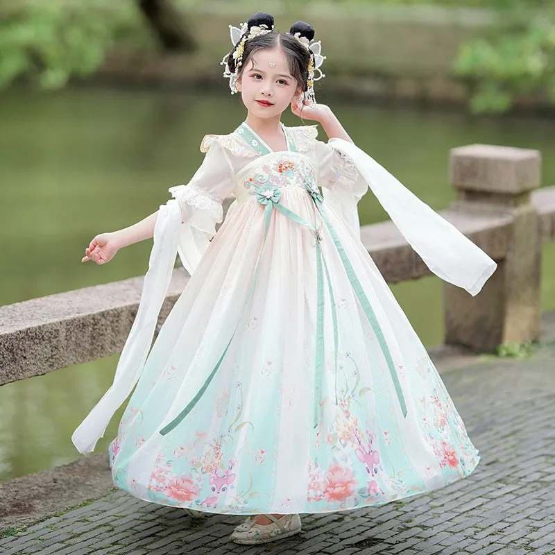 Ancient Chinese Costume Girl Traditional Tang Dynasty Fairy Dress Hanfu Outfits Kids Han Dynasty Elegant Performance Clothes
Ancient Chinese Costume Girl Traditional Tang Dynasty Fairy Dress Hanfu Outfits Kids Han Dynasty Elegant Performance Clothes
