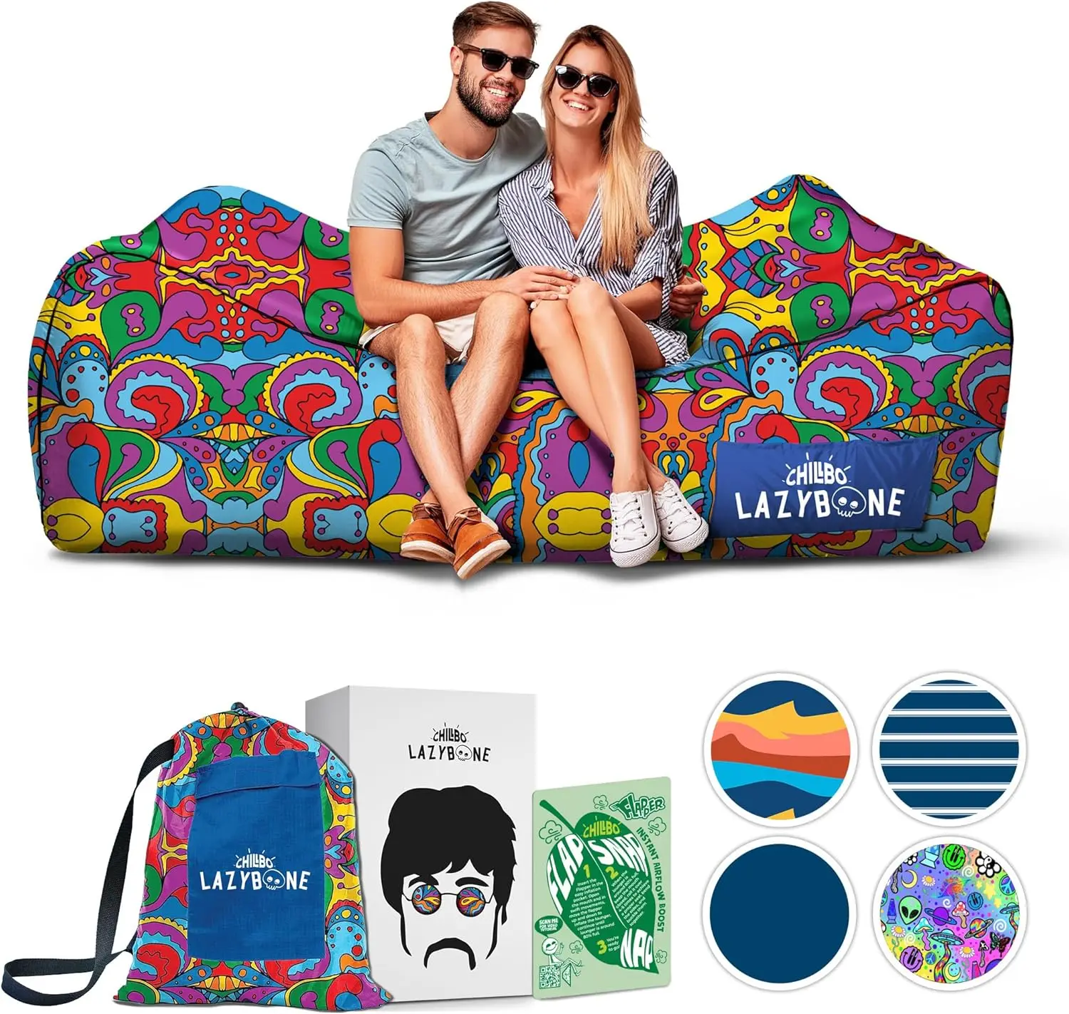 Inflatable Couch – Unique Designs - No-Pump Setup, Ripstop Polyester, Stability Pegs, Fun Prints
Inflatable Couch – Unique Designs - No-Pump Setup, Ripstop Polyester, Stability Pegs, Fun Prints