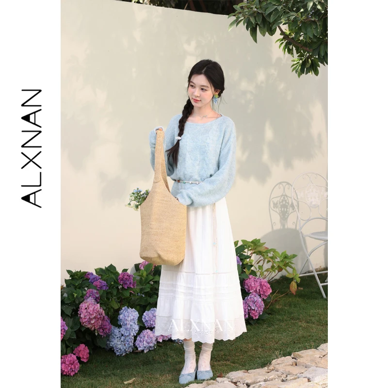 ALXNAN Women's Blue Sweater 2026 Fashion Casual Loose-fit Long Sleeve Pullover Elegant Fashion Knit Tops with Waist Rope L61519
ALXNAN Women's Blue Sweater 2026 Fashion Casual Loose-fit Long Sleeve Pullover Elegant Fashion Knit Tops with Waist Rope L61519