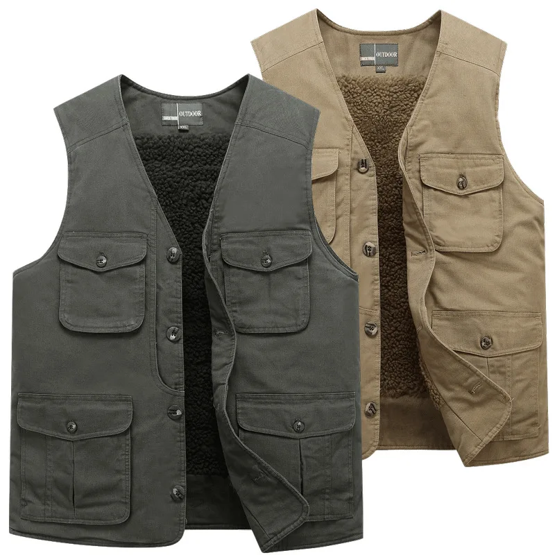 2023 Men's Autumn and Winter Multi-Pocket Fishing Photography Cotton Vest Outdoor Sports Fleece-Lined Thick Style Vest
2023 Men's Autumn and Winter Multi-Pocket Fishing Photography Cotton Vest Outdoor Sports Fleece-Lined Thick Style Vest