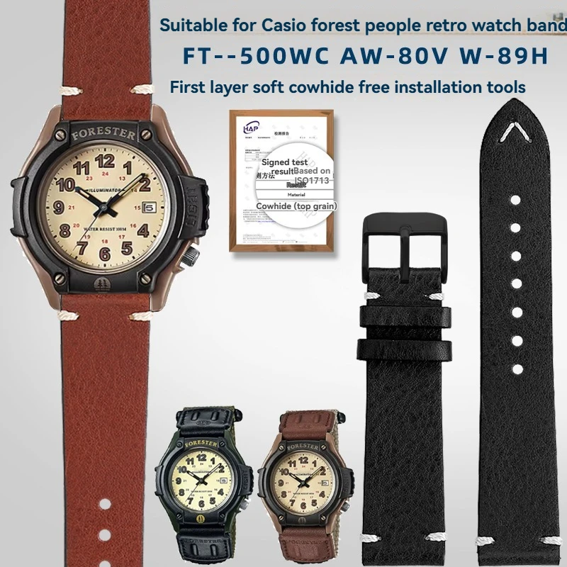 For Casio FT-500WC AW-80V W-89H series Forester classic retro trend top layer cowhide watch with men's black dark brown bracelet
For Casio FT-500WC AW-80V W-89H series Forester classic retro trend top layer cowhide watch with men's black dark brown bracelet