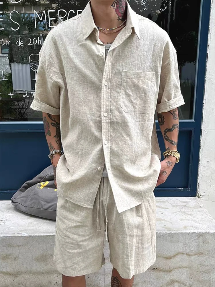 Summer Casual Daily Mens American Style Cotton Linen Co-ords Loose Short Sleeve Shirt Breathable Linen Mid Shorts 2PCS Set
Summer Casual Daily Mens American Style Cotton Linen Co-ords Loose Short Sleeve Shirt Breathable Linen Mid Shorts 2PCS Set