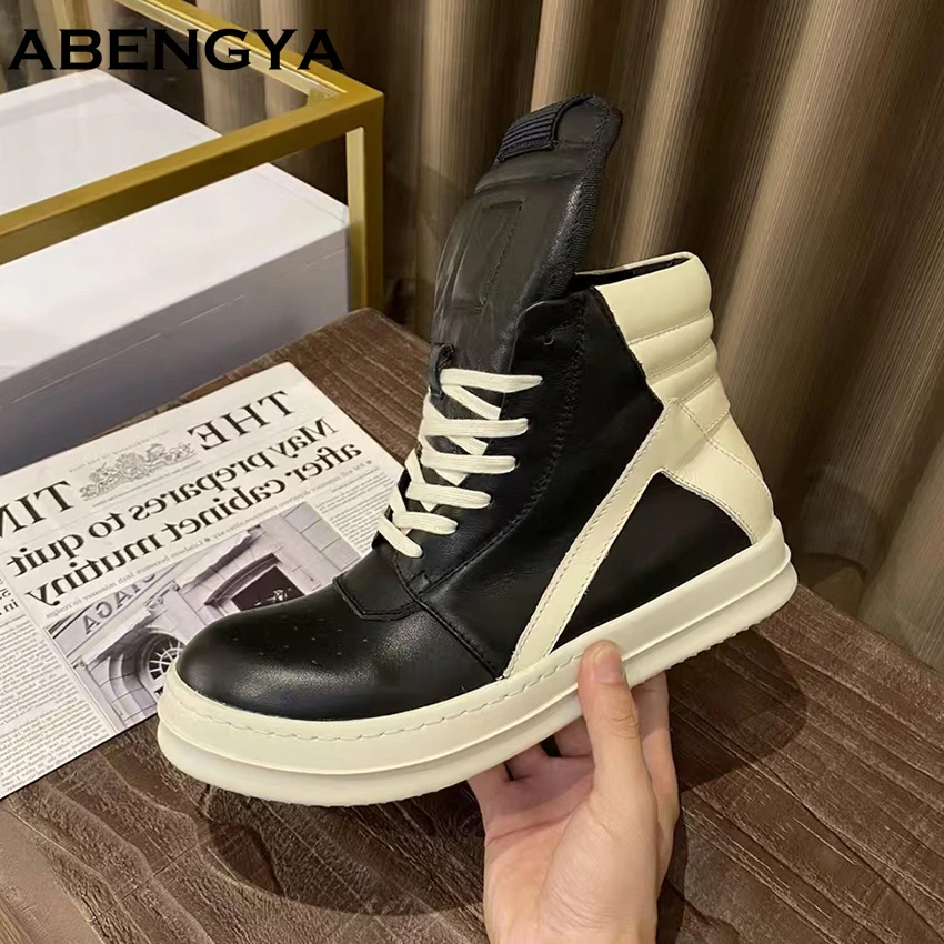 Hot Sale Men's Casual Shoes Inverted Triangle Design Leather Shoes for Women Black Solid Women's Sneakers Lace-up Men's Shoes
Hot Sale Men's Casual Shoes Inverted Triangle Design Leather Shoes for Women Black Solid Women's Sneakers Lace-up Men's Shoes