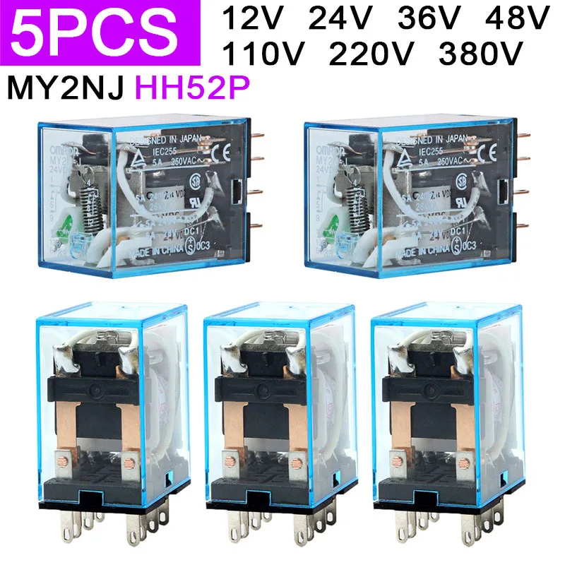 5 шт. промежуточное реле HH52P MY2NJ, катушка общего назначения DPDT, мини электромагнитный релейный переключатель со стандартным интерфейсом, 8 контактами, переменный ток 110 В, 220 В, постоянный ток 12 В, 24 В
5 шт. промежуточное реле HH52P MY2NJ, катушка общего назначения DPDT, мини электромагнитный релейный переключатель со стандартным интерфейсом, 8 контактами, переменный ток 110 В, 220 В, постоянный ток 12 В, 24 В
