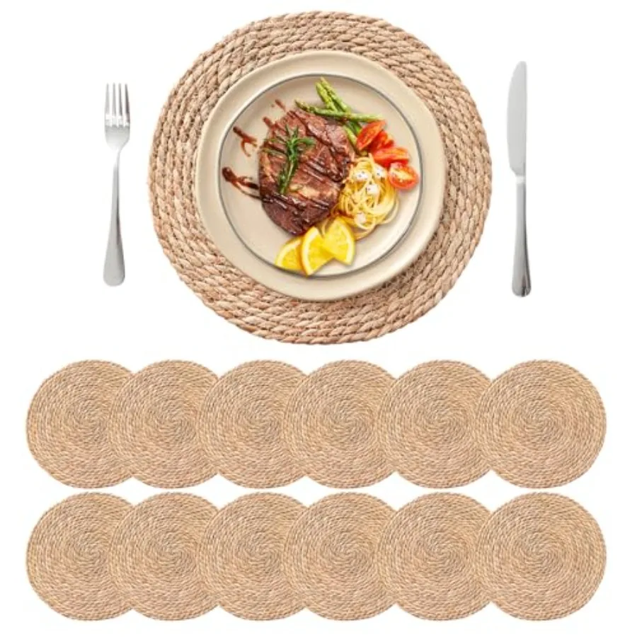 13.'' Round Woven Placemats, Boho Rattan Chargers for Dinner Plates, Rustic Wicker Place Mats, Straw Braided Table Placemats, f
13.'' Round Woven Placemats, Boho Rattan Chargers for Dinner Plates, Rustic Wicker Place Mats, Straw Braided Table Placemats, f