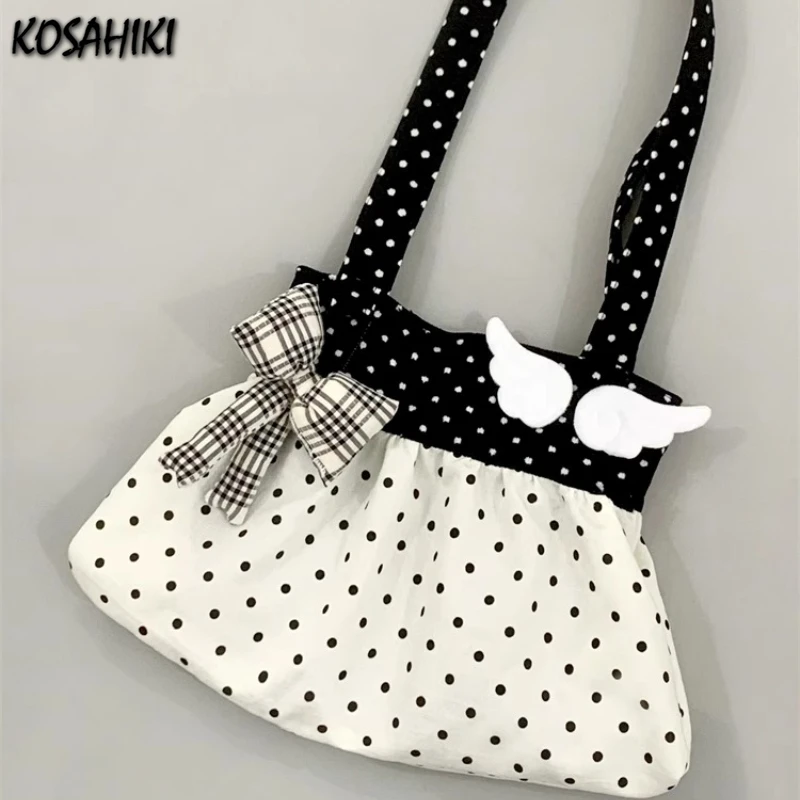 Korean Vintage Patchwork Dots Wings Women's Handbags Kawaii Fashion Sweet Bow Shoulder Bags 2025 Y2k Aesthetic Chic Underarm Bag
Korean Vintage Patchwork Dots Wings Women's Handbags Kawaii Fashion Sweet Bow Shoulder Bags 2025 Y2k Aesthetic Chic Underarm Bag