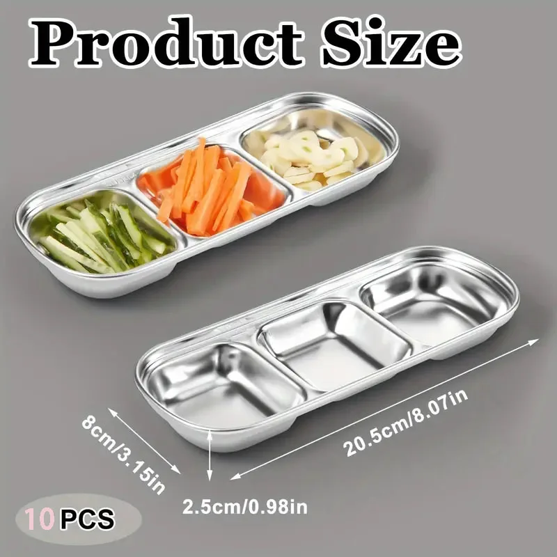 10Pcs Stainless Steel Dipping Bowls,3 Compartment Appetizer Serving Tray,Soy Sauce Dish Serving Dishes Appetizer Plates for Soy
10Pcs Stainless Steel Dipping Bowls,3 Compartment Appetizer Serving Tray,Soy Sauce Dish Serving Dishes Appetizer Plates for Soy