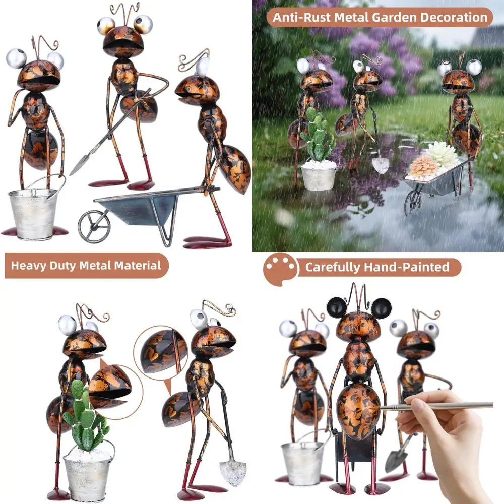 Handcrafted Metal Ant Garden Statues - 3 Piece Set for Outdoor Home Decor, Busy Worker Ants Yard Art, Retro Style Antique Finish
Handcrafted Metal Ant Garden Statues - 3 Piece Set for Outdoor Home Decor, Busy Worker Ants Yard Art, Retro Style Antique Finish
