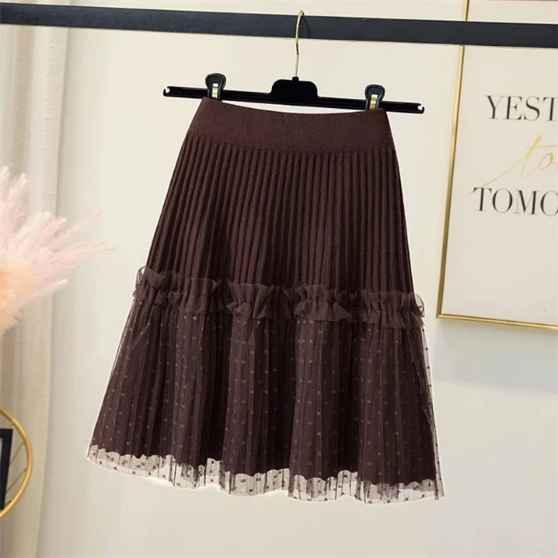 High Waist Knitting Net Yarn Patchwork Casual A-line Skirt Autumn Winter Solid All-match Skirts Fashion Elegant Women Clothing
High Waist Knitting Net Yarn Patchwork Casual A-line Skirt Autumn Winter Solid All-match Skirts Fashion Elegant Women Clothing