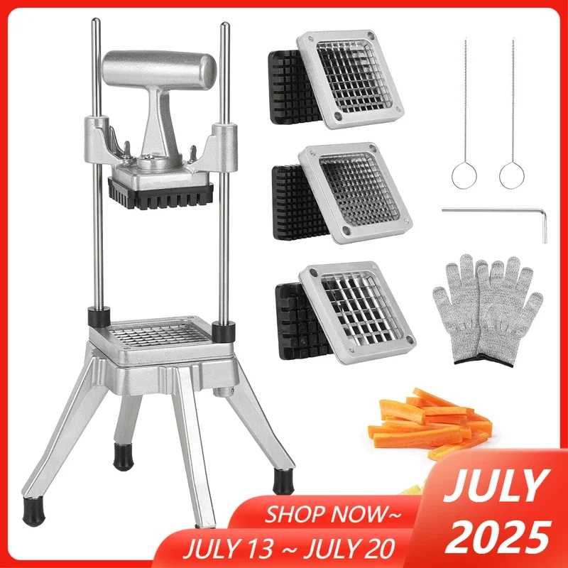 Commercial Vegetable Fruit Chopper French Fry Cutter with 3/8,1/4,1/2 Inch Blades Stainless Steel Cucumber Potato Cutter
Commercial Vegetable Fruit Chopper French Fry Cutter with 3/8,1/4,1/2 Inch Blades Stainless Steel Cucumber Potato Cutter
