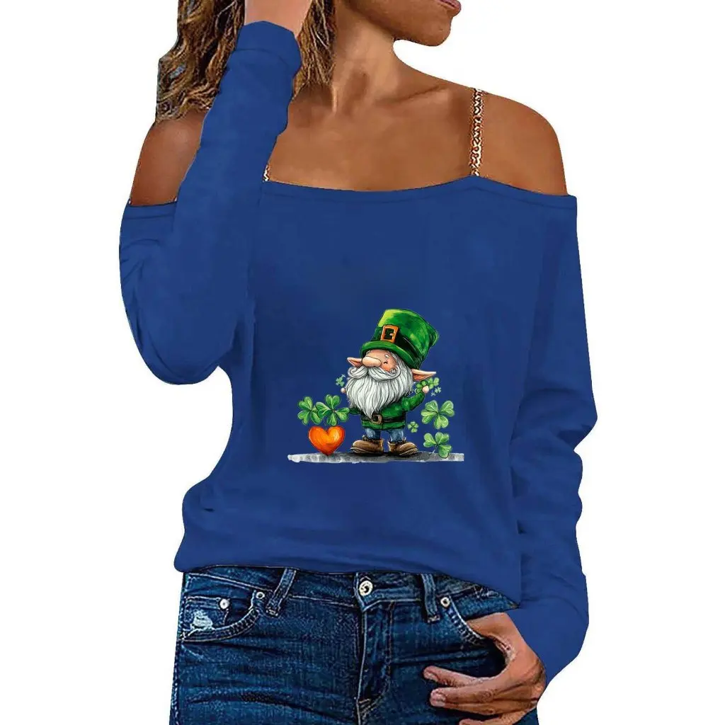 Women's Saint Patrick Festival Series Printed Collar Shoulder Chain Strap Long Sleeve T-shirt Upper Wear for Europe And USA
Women's Saint Patrick Festival Series Printed Collar Shoulder Chain Strap Long Sleeve T-shirt Upper Wear for Europe And USA