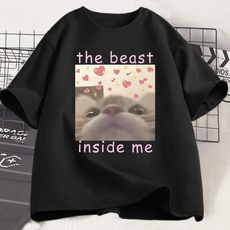 Футболка The Beast Inside Me Cat Meme для женщин, футболки с глупкими кошками, повседневные футболки с короткими рукавами и графическим рисунком, женская летняя одежда
Футболка The Beast Inside Me Cat Meme для женщин, футболки с глупкими кошками, повседневные футболки с короткими рукавами и графическим рисунком, женская летняя одежда